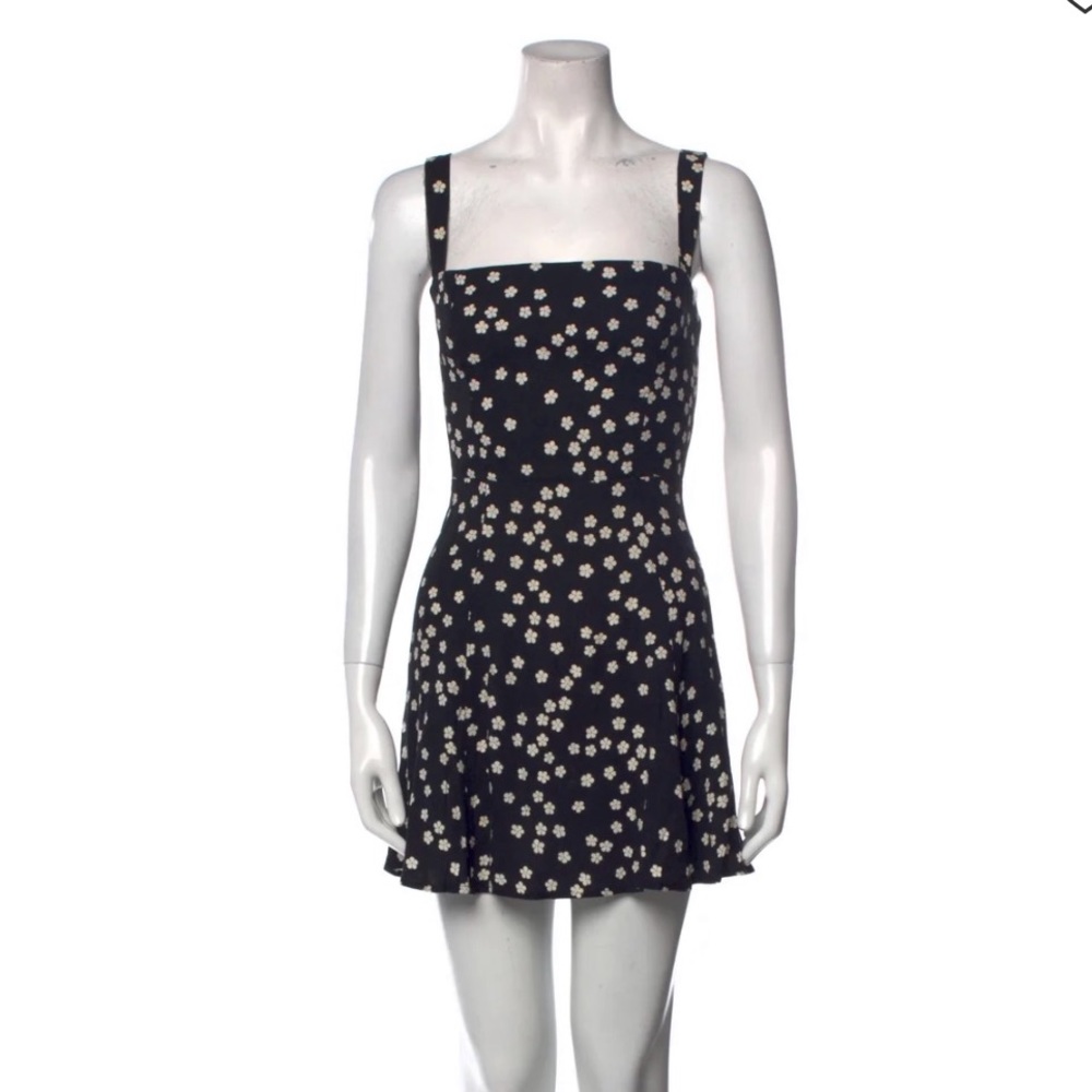 Reformation dark blue black tank floral dress